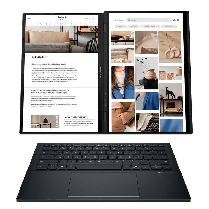Laptop ASUS Zembook Duo UX8406CA-PZ073W Core Ultra 9 285H RAM 32GB Disco 1TB SSD 14" 3K OLED Tactil Windows 11