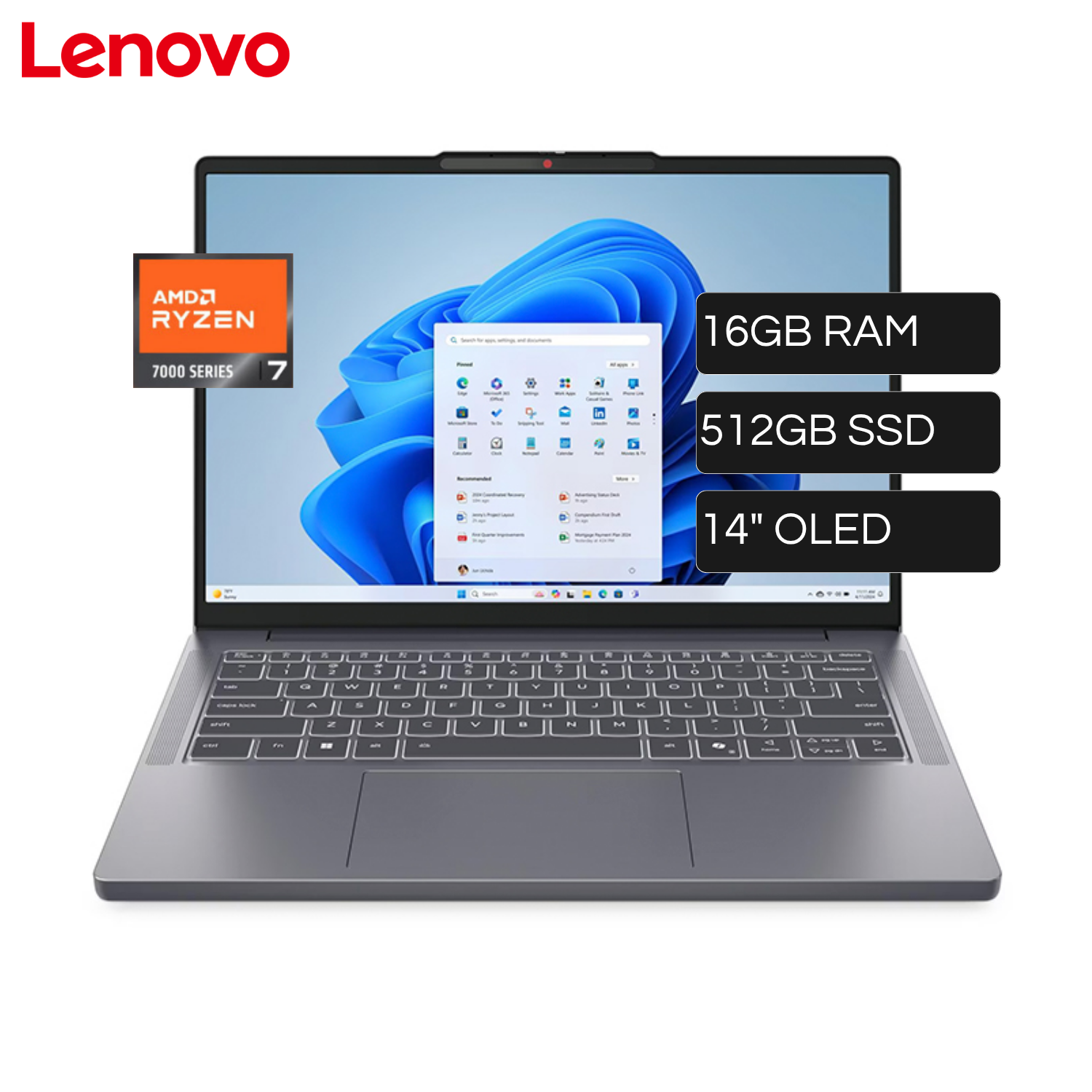 Laptop Lenovo Slim 3 14ARP10 Ryzen 7 7735HS RAM 16GB Disco 512GB SSD 14" OLED WUXGA Windows 11