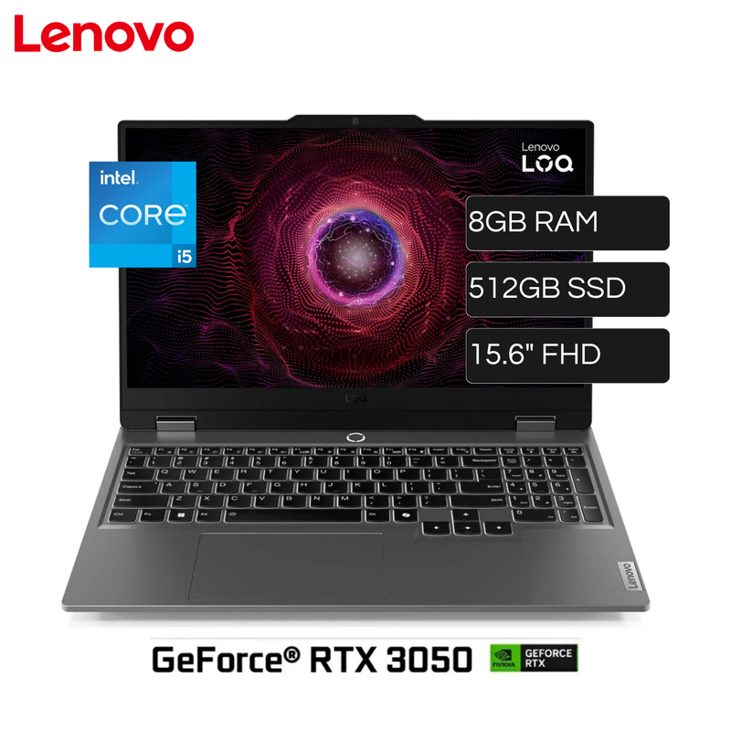 Laptop Lenovo LOQ 15IAX9 Intel Core I5 12450HX RAM 8GB Disco 512GB SSD Video Nvidia RTX 3050 6GB 15.6
