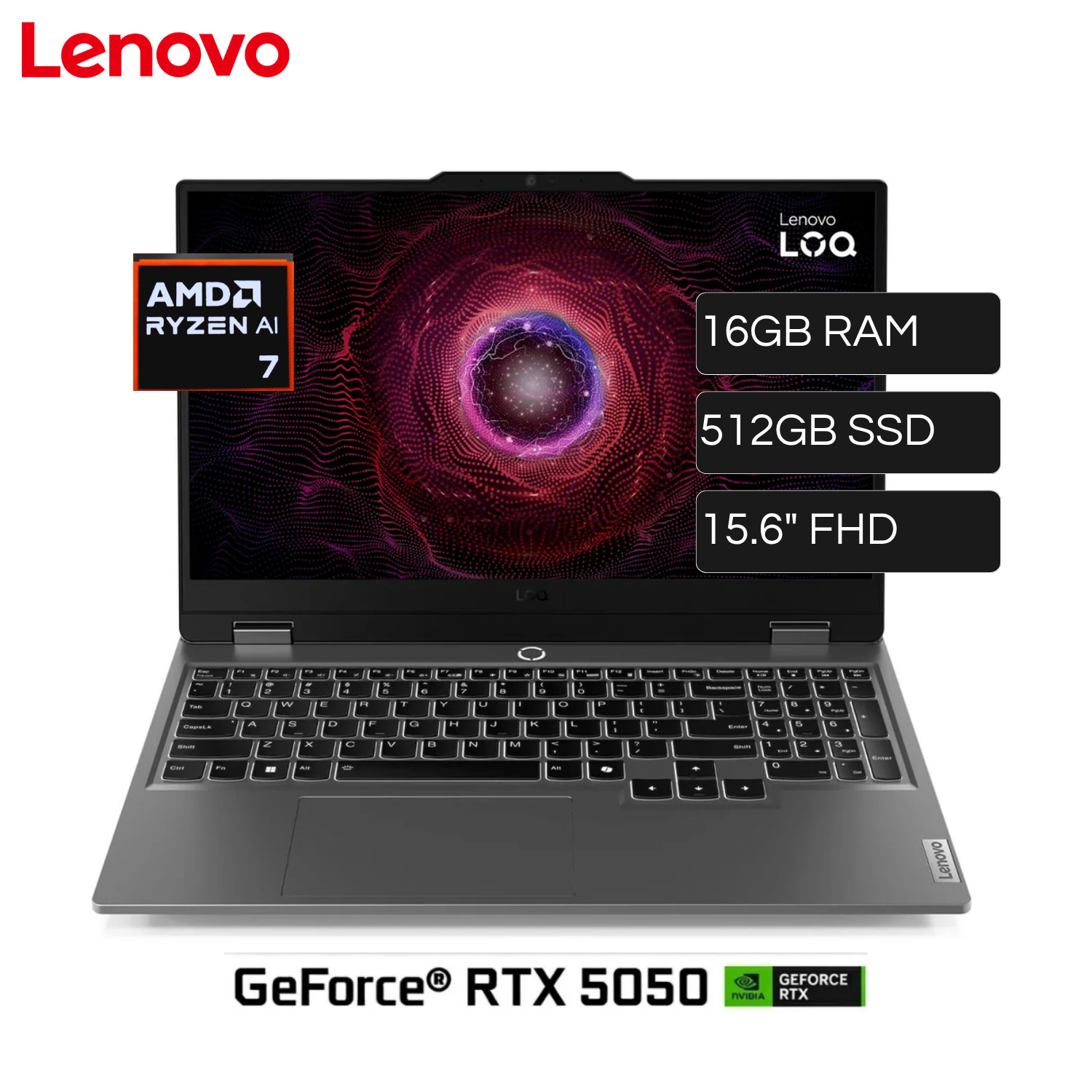 Laptop Lenovo LOQ 15AHP10 Ryzen 7 250 RAM 16GB Disco 512GB SSD Video Nvidia RTX 5050 8GB 15.6" FHD 144HZ Windows 11 Home