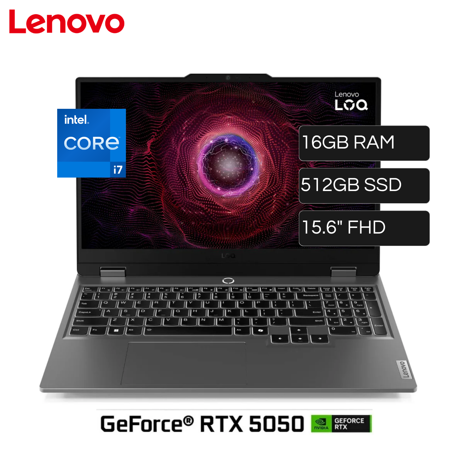 Laptop Lenovo LOQ 15IRX10 Intel Core I7 13700HX RAM 16GB Disco 512GB SSD Video Nvidia RTX 5050 8GB 15.6" FHD 144HZ FreeDos