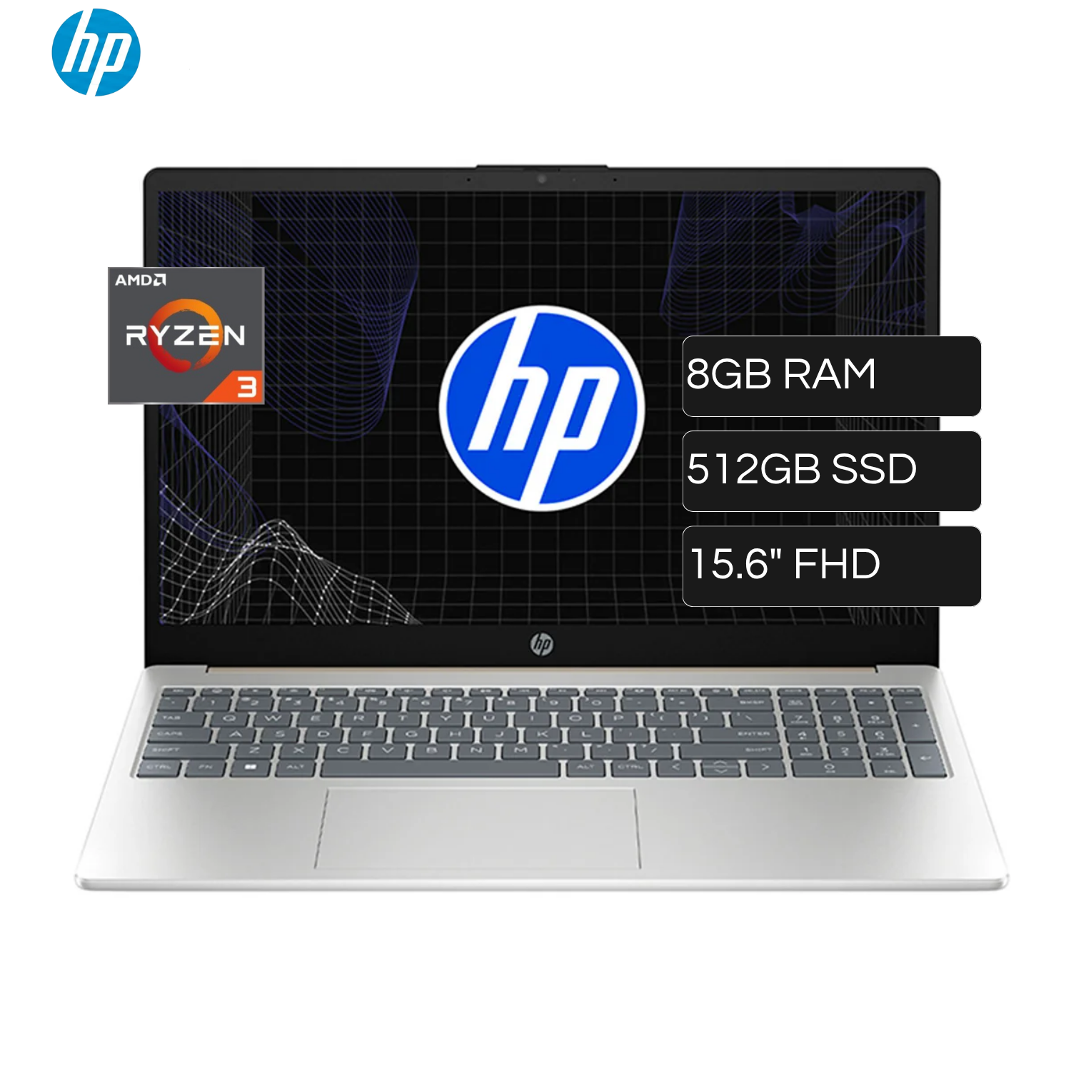 Laptop HP 15-FC0043LA AMD Ryzen 3 7320U RAM 8GB Disco 512GB SSD 15.6" FHD Windows 11 Home