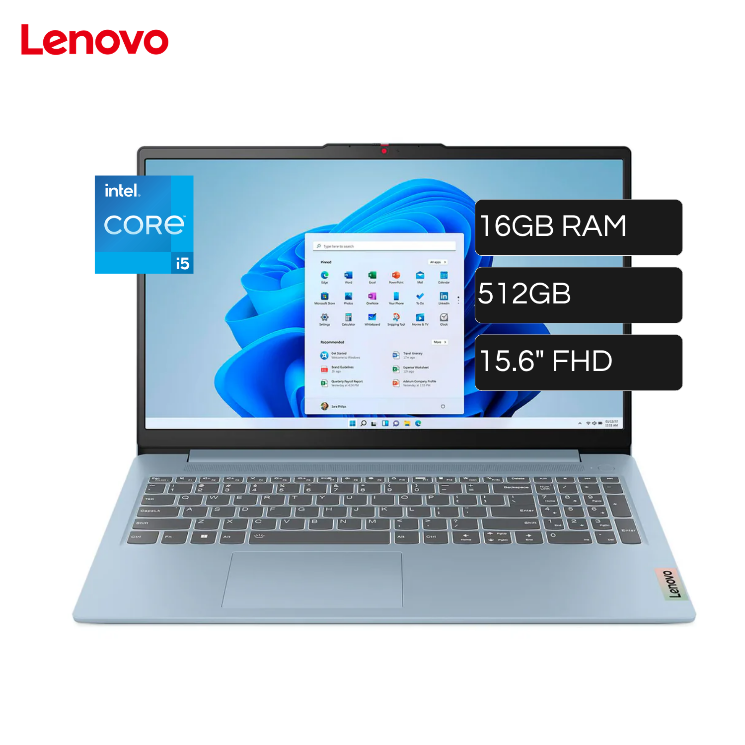Laptop Lenovo Slim 3 Intel Core i5-12450H RAM 16GB Disco 512GB SSD 15.6” FHD TOUCH FreeDos 83ER00NKLM