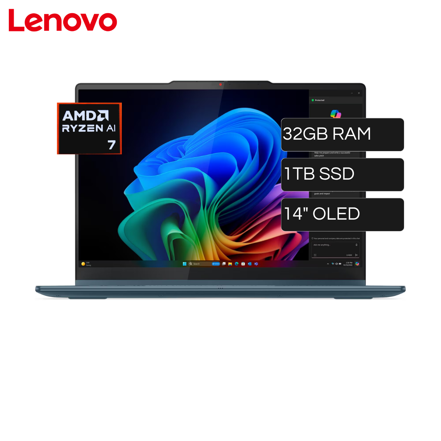 Laptop Lenovo Yoga 7 14AKP10 AMD Ryzen AI 7 350 RAM 32GB Disco 1TB SSD 14"  2.8K OLED TACTIL FreeDos