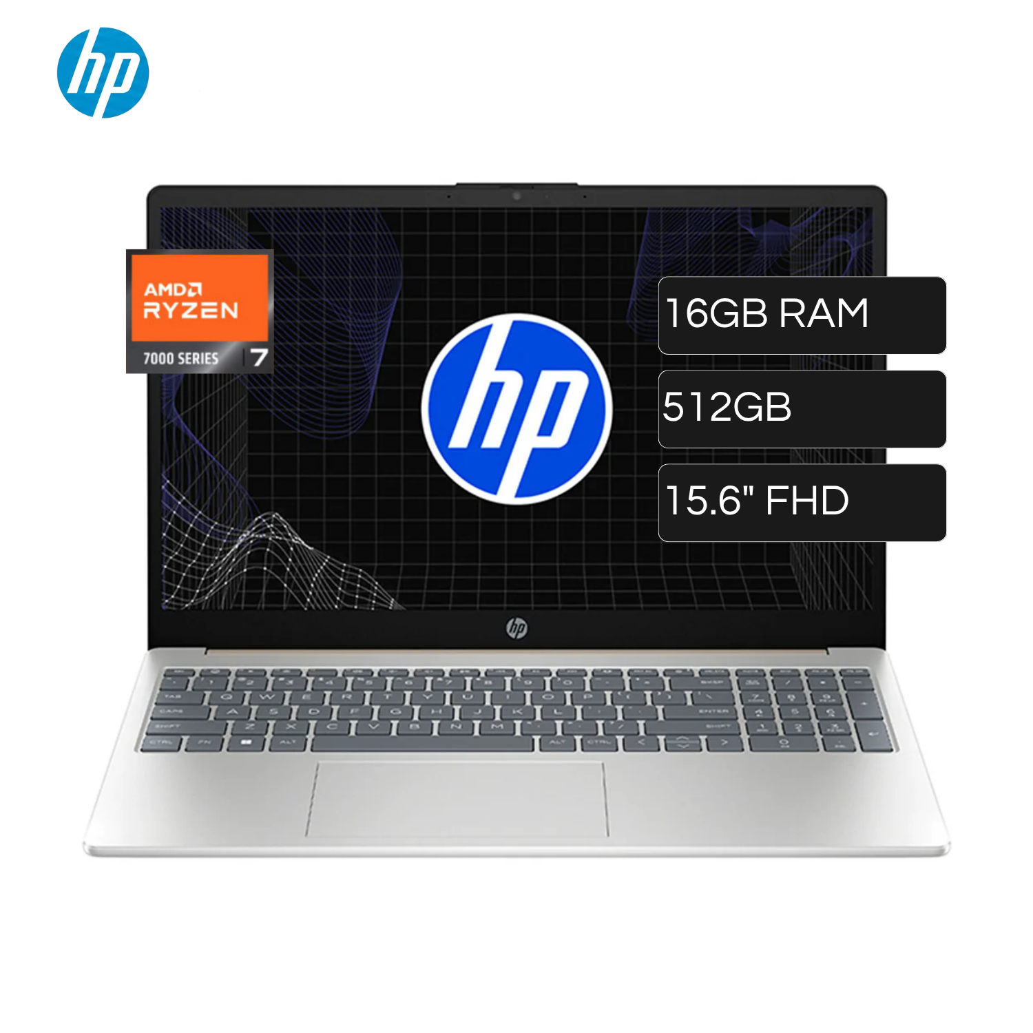 Laptop HP 15-FC0275LA AMD Ryzen 7 7730U RAM 16GB Disco 512GB SSD 15.6" FHD FreeDos