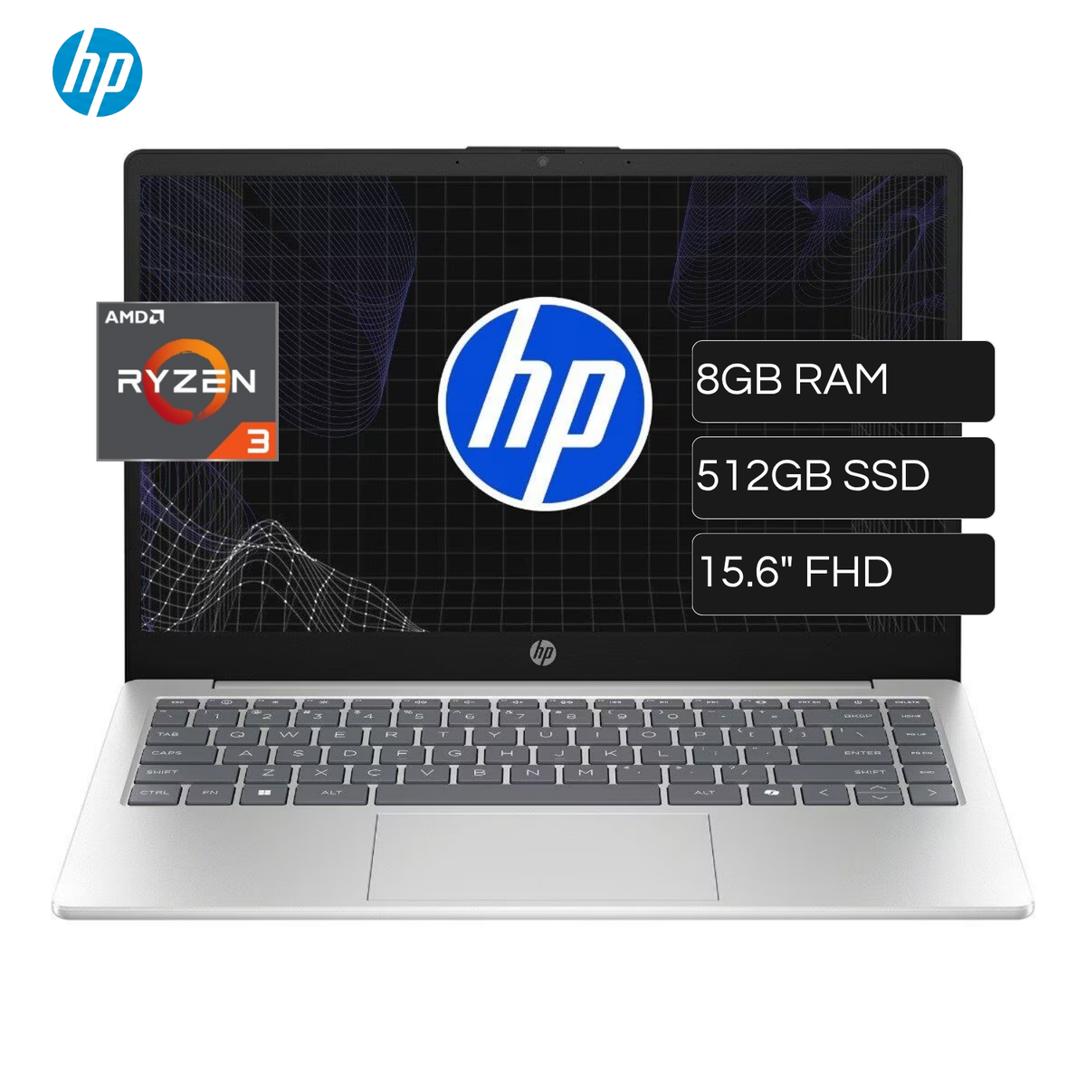 Laptop HP 15-FC0068LA Ryzen 3 7320U RAM 8GB Disco 512GB SSD 15.6" FHD Windows 11 Home
