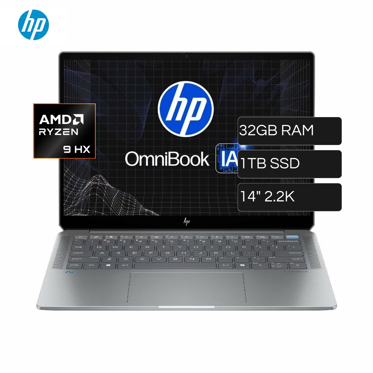 Laptop HP OMNIBOOK ULTRA 14-FD0001LA AMD Ryzen 9 HX 375 RAM 32GB Disco 1TB SSD 14" 2.2K IPS TOUCH Windows 11 Home