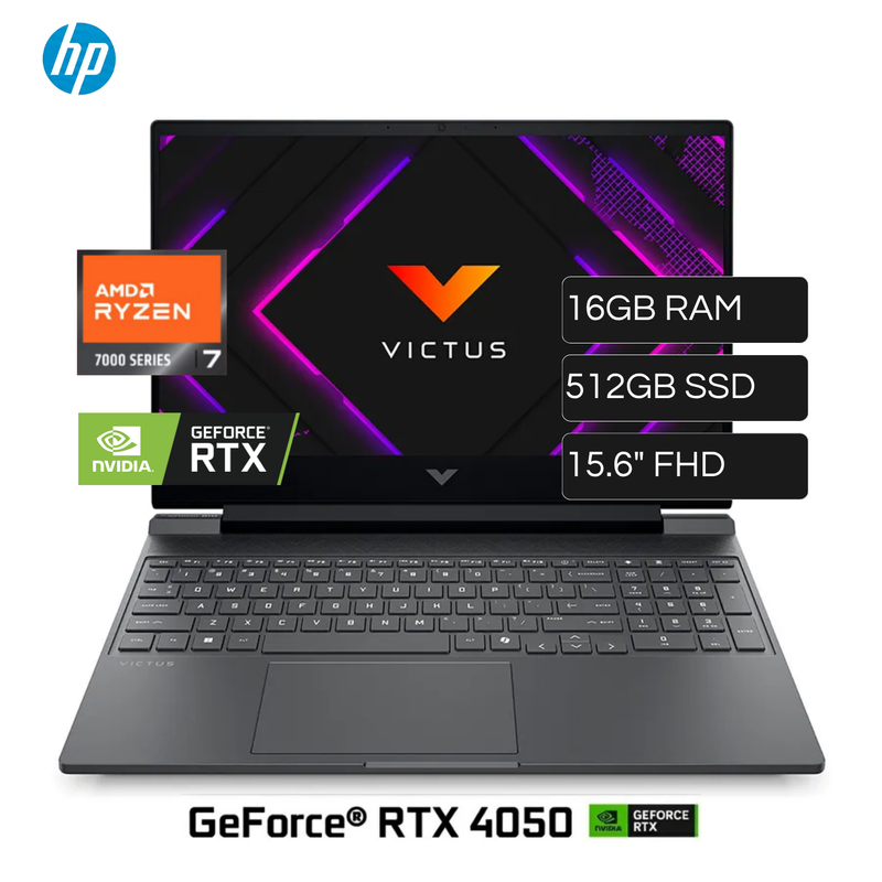 Laptop HP VICTUS 15-FB3022LA AMD Ryzen 7 7445HS RAM 16GB Disco 512GB SSD Video Nvidia RTX 4050 6GB 15.6