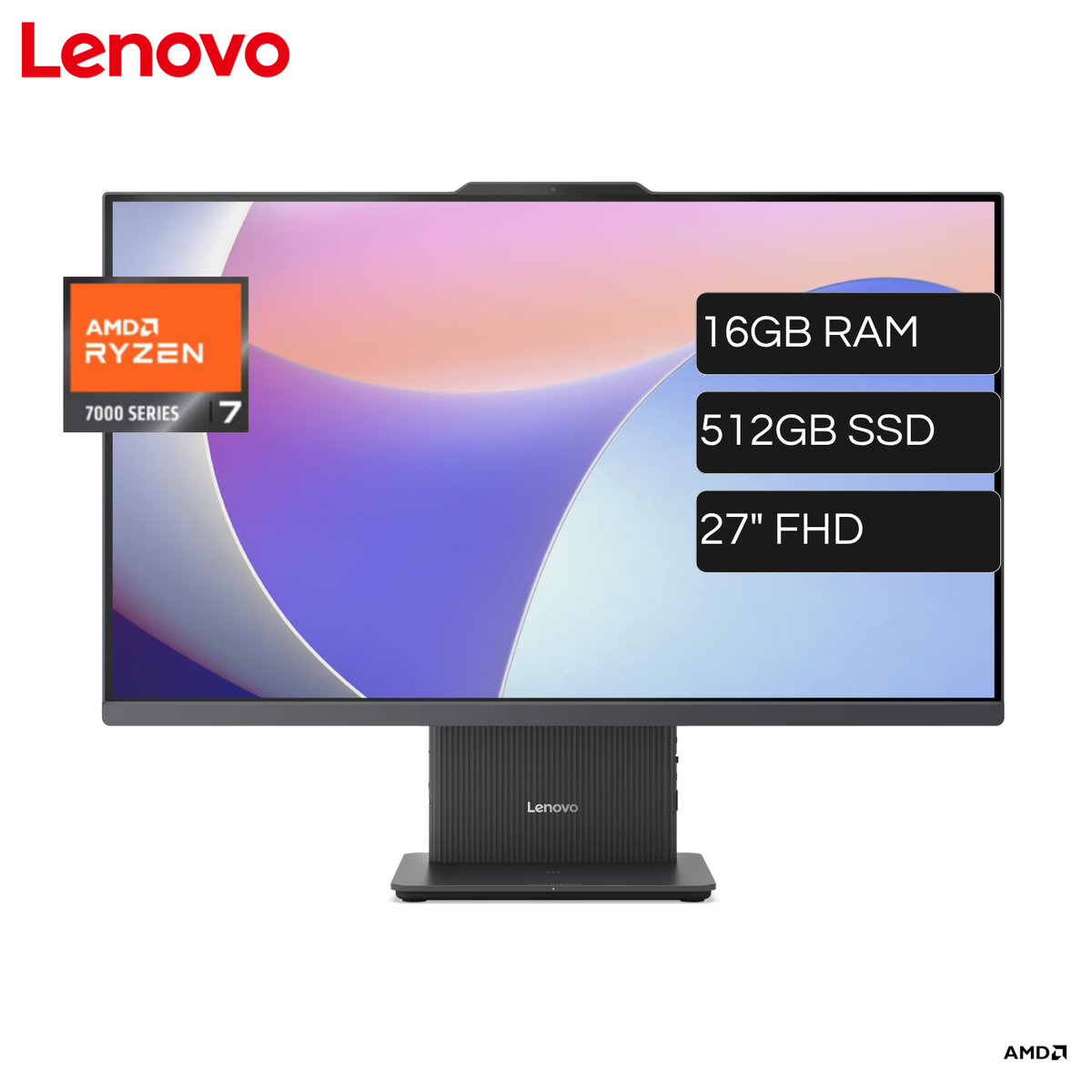 AIO Lenovo 27ARR9 AMD Ryzen 7 7735HS RAM 16GB Disco 512GB SSD 27" FHD FreeDos