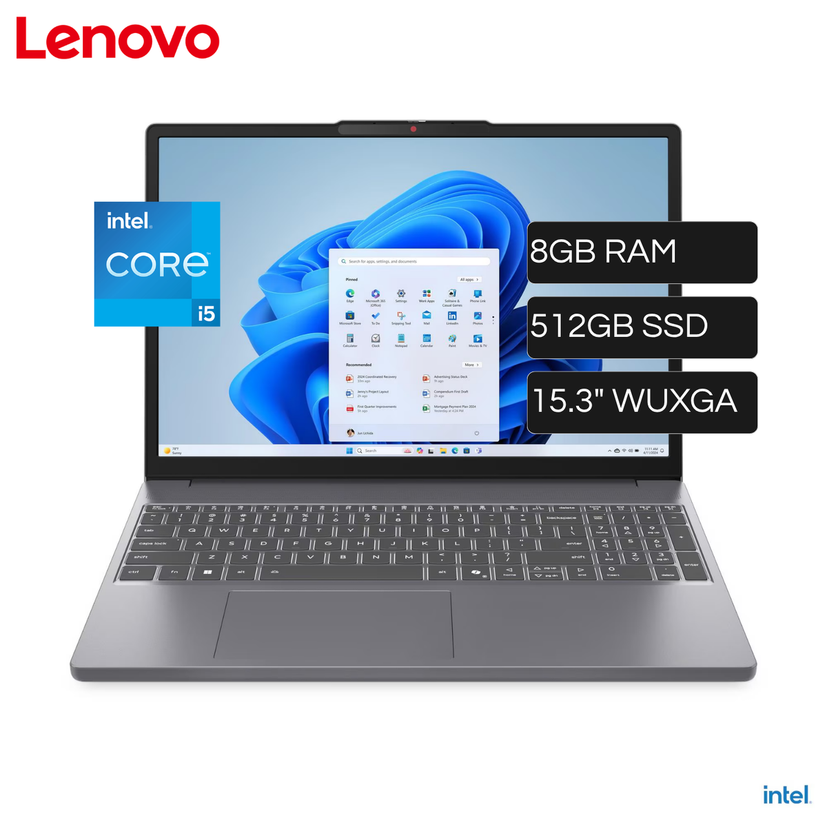 Laptop Lenovo Slim 3 15IRH10 83K100WJLM Intel Core i5 13420H RAM 8GB Disco 512GB SSD 15.3" WUXGA Windows 11 Home + Mochila