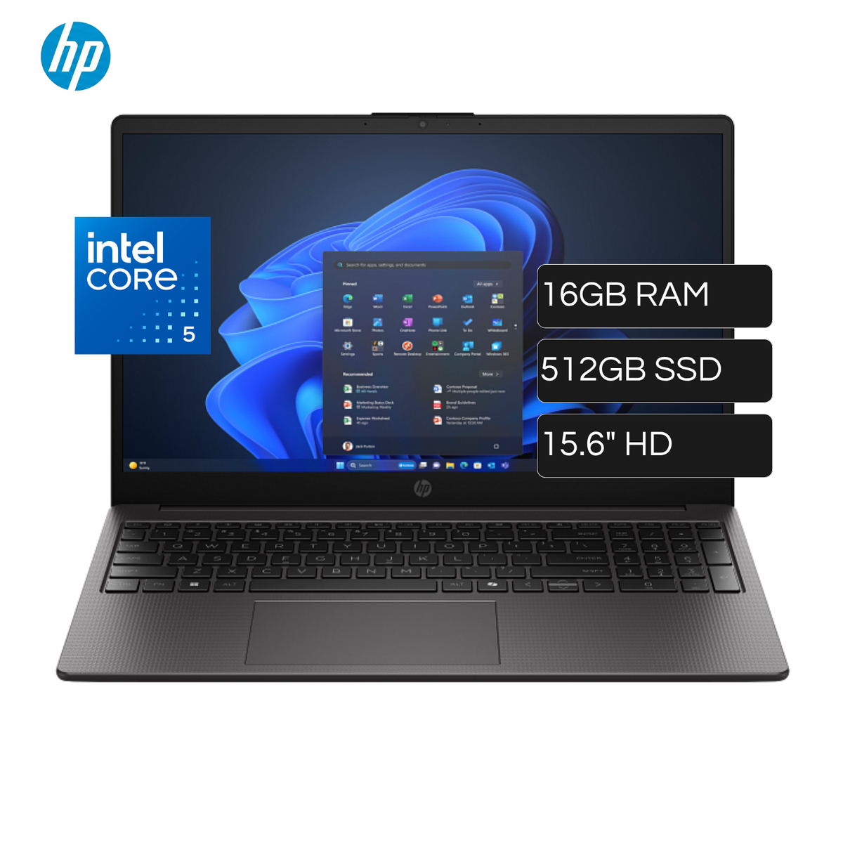 Laptop HP 250R G10 Intel Core 5 120U RAM 16GB Disco 512GB SSD 15.6" HD FreeDos