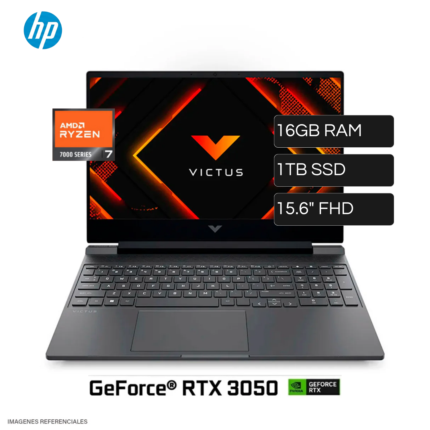 Laptop HP Victus 15-FB3001LA AMD Ryzen 7 7445HS RAM 16GB Disco 1TB SSD Video Nvidia RTX 3050 6GB 15.6" FHD FreeDos