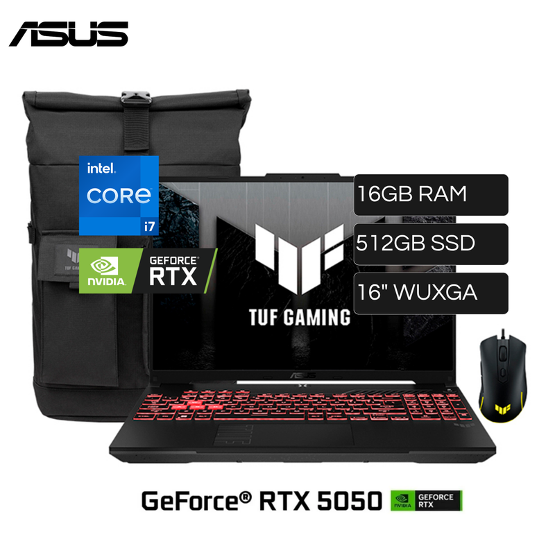 Laptop ASUS Tuf Gaming F16 FX608JHR-RV169 Intel Core I7 14650HX RAM 16GB Disco 512GB SSD Video Nvidia RTX 5050 8GB 16
