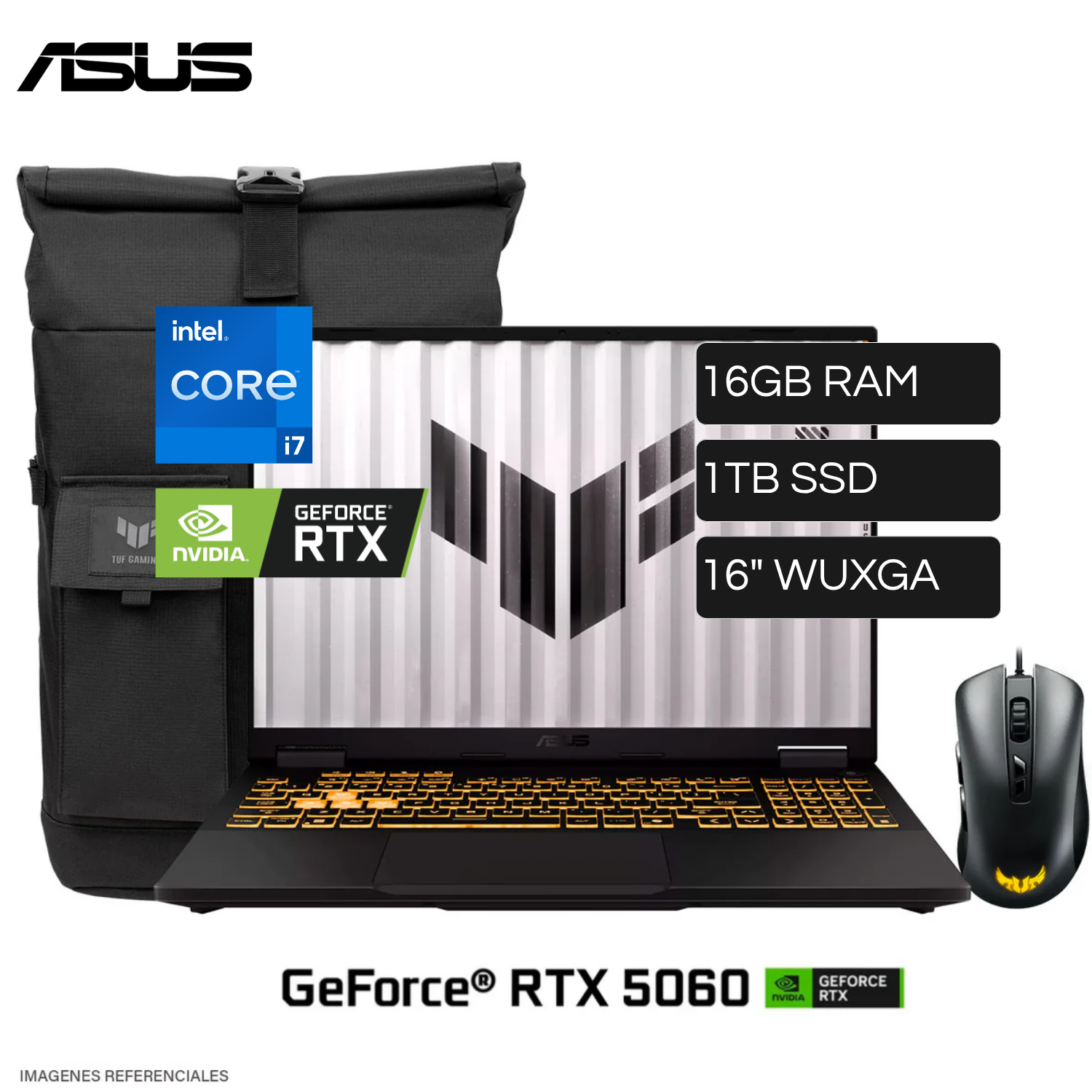 Laptop ASUS Tuf Gaming F16 90NR0NB1-M00AR0 Intel core I7 14650HX RAM 16GB Disco 1TB SSD Video Nvidia RTX 5060 8GB 16" WUXGA FreeDos