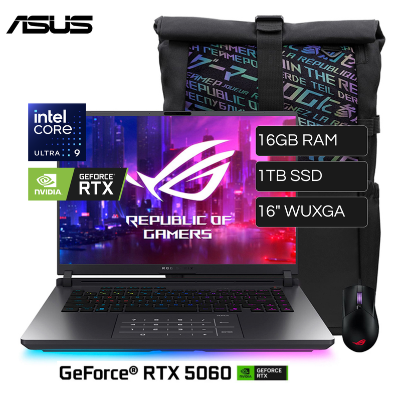 Laptop ASUS Rog Strix G16 G615LM-RV015W Intel Core Ultra 9 275HX RAM 16GB Disco 1TB SSD Video Nvidia RTX 5060 8GB 16