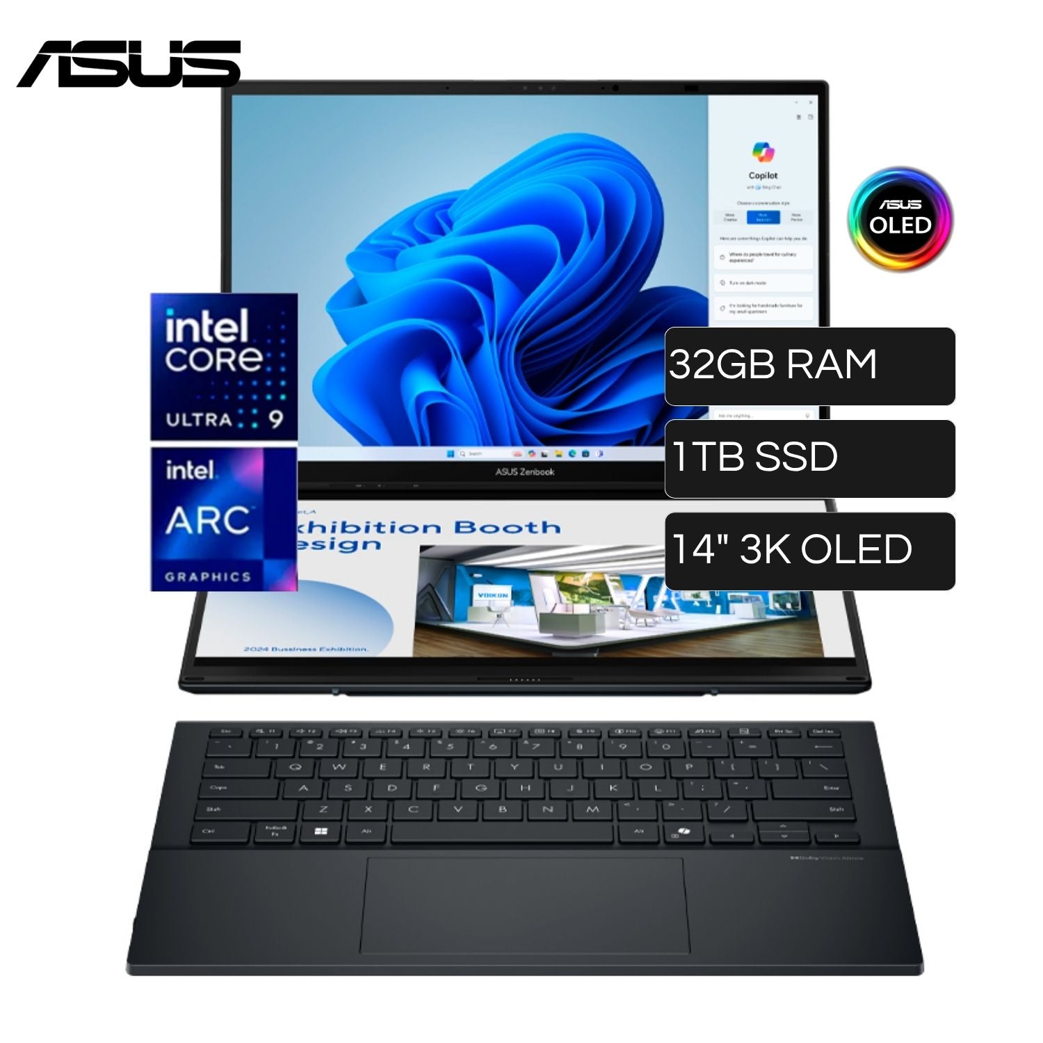 Laptop ASUS Zembook Duo UX8406CA-PZ073W Core Ultra 9 285H RAM 32GB Disco 1TB SSD 14" 3K OLED Tactil Windows 11